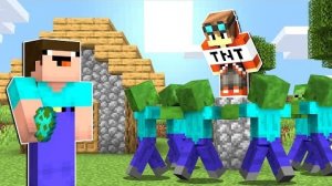 НУБ ЗАТРОЛЛИЛ ГРИФЕРА ТОЛПОЙ ЗОМБИ В МАЙНКРАФТ ! НУБИК В ГОРОДЕ И ТРОЛЛИНГ ЛОВУШКА В MINECRAFT