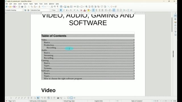 How To Remove The Gray Background From A Table Of Contents In LibreOffice Writer