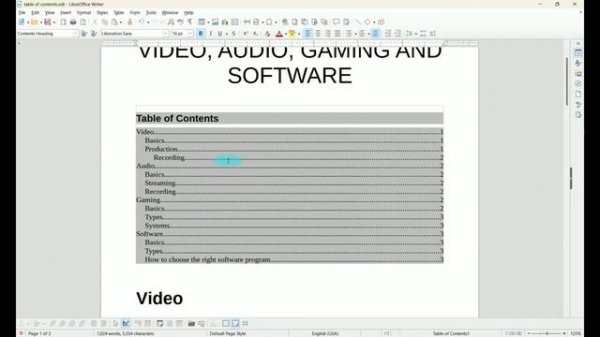 How to Remove the Gray Background from a Table of Contents in LibreOffice Writer