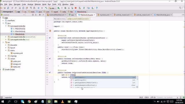 How to Add Menu Bar with 3 Dots include buttons..(Android Studio) смотреть онлайн