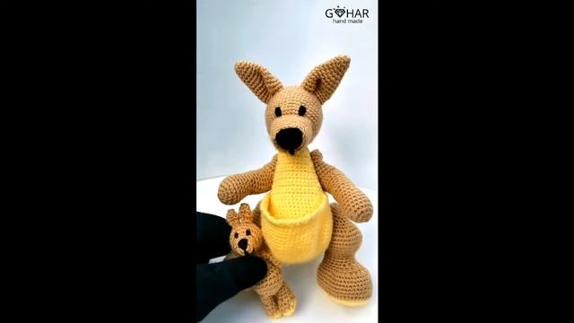 Кенгуру с кенгурёнком ◕‿◕ вязаная игрушка ручной работы 25см [Gohar hand made]★ смотреть онлайн