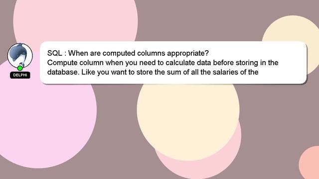 SQL : When are computed columns appropriate? смотреть онлайн