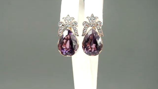 Серьги с аметистами и бриллиантами. №8823/1 смотреть онлайн