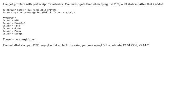 DevOps & SysAdmins: perl dbd::mysql cant install (from asterisk perl script) смотреть онлайн