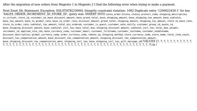 Integrity constraint violation when tring to make a payment: 1062 Duplicate entry xxx for key... смотреть онлайн