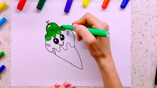 Учимся рисовать мороженое, рисунки для детей и начинающих 4К смотреть онлайн