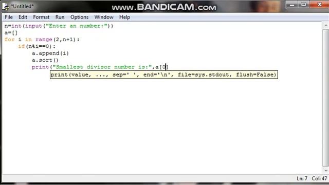 find smallest divisor number in python language смотреть онлайн