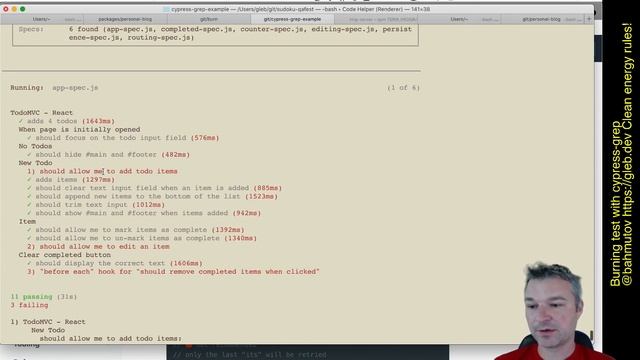 Burning test using cypress-grep смотреть онлайн