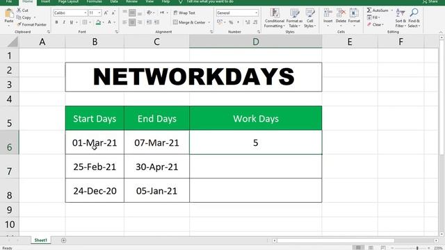 NETWORKDAYS function in Microsoft Excel - Calculate working Days смотреть онлайн