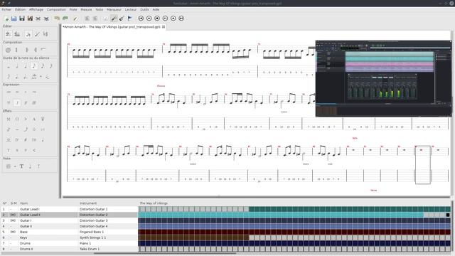 Amon Amarth - The Way Of The Viking With TuxGuitar, QTractor And Guitarix