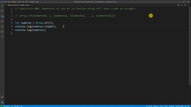 JavaScript - Ejercicio 880: Demostrar el Uso de la Función Array.of() para Crear un Arreglo смотреть онлайн