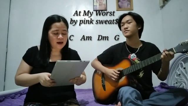 At my Worst by Pink Sweat$ w/CHORDS guitar cover by envy&liam/Mother&Son singing смотреть онлайн