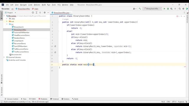 Binary Search | Recursion | Data Structure and Algorithm | justCode( ) | Hands On | Java смотреть онлайн