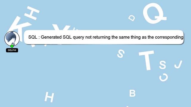 SQL : Generated SQL query not returning the same thing as the corresponding static query in sqlite3 смотреть онлайн