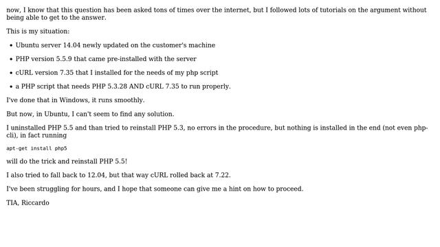Ubuntu: Downgrading PHP from 5.5 to 5.3 on Ubuntu 14.04 смотреть онлайн