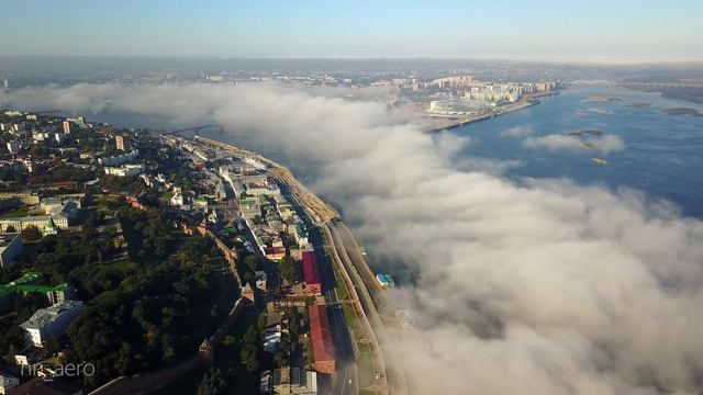 Туман над Волгой. / Аэросъемка Нижний Новгород / DJI Mavic Pro /