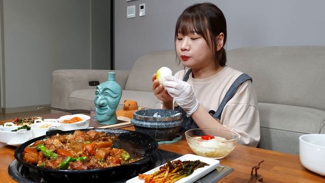 🍗직접만든 전복마늘찜닭,고등어구이,볶음밥🥘전복+마늘토핑 때려넣은 안동st 찜닭정식 먹방 CHICKENSOUP MUKBANG ASMR EATINGSHOW REALSOUND 한식 요