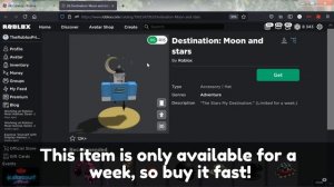 [FREE ITEM] How to get the DESTINATION: MOON AND STARS ITEMS | Roblox