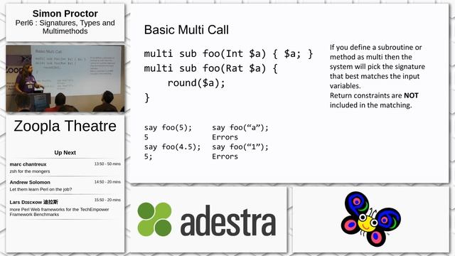 Day 2: Zoopla Theatre: Simon Proctor - Perl 6 Signatures, Types and Multimethods смотреть онлайн