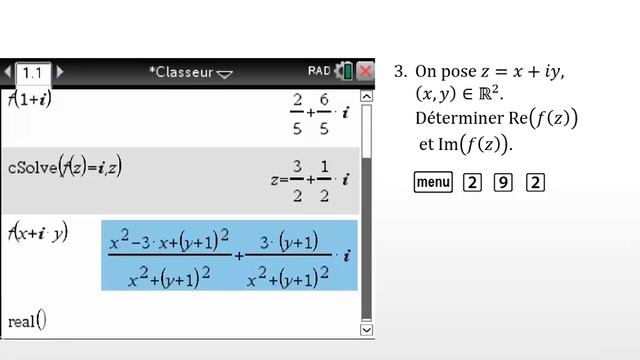 Nombres complexes et représentation graphique sur TI-Nspire™ CX CAS смотреть онлайн