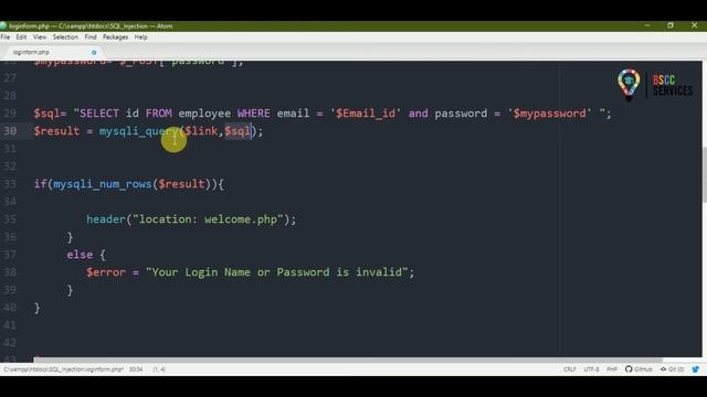 PHP SQL Injection Code Example смотреть онлайн
