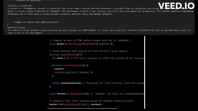 closures in JavaScript and their usage with the addEventListener method. смотреть онлайн