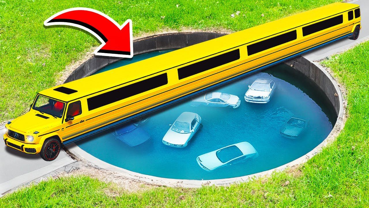 ПРОЕХАЛ ГЛУБОКУЮ ЯМУ С ВОДОЙ НА САМОМ ДЛИННОМ ГЕЛИКЕ ЛИМУЗИНЕ ГТА 5 МОДЫ МУРКА смотреть онлайн