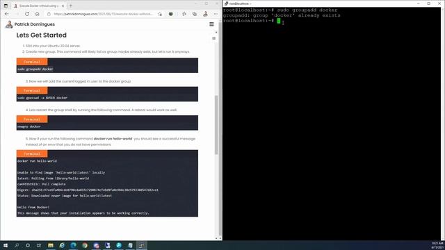 Execute Docker without using sudo privilege on Ubuntu 20.04 смотреть онлайн