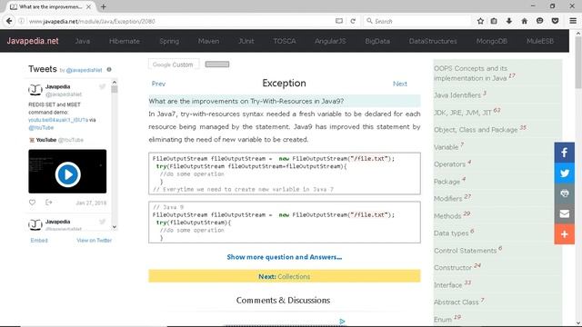 What are the improvements on Try-With-Resources in Java9?
| javapedia.net смотреть онлайн