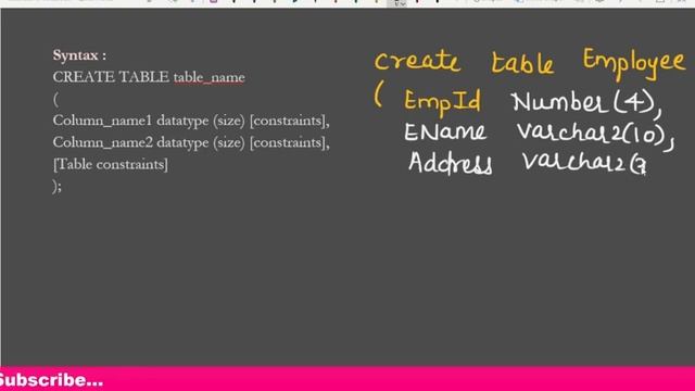 DDL : How to create and drop table in SQL (Oracle) | Rules for Table Name and Column Name смотреть онлайн