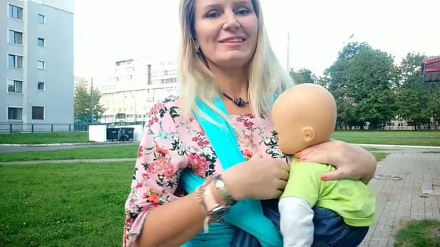 Слинг-шарф трикотажный - намотка "Живот к животу" для новорожденных смотреть онлайн
