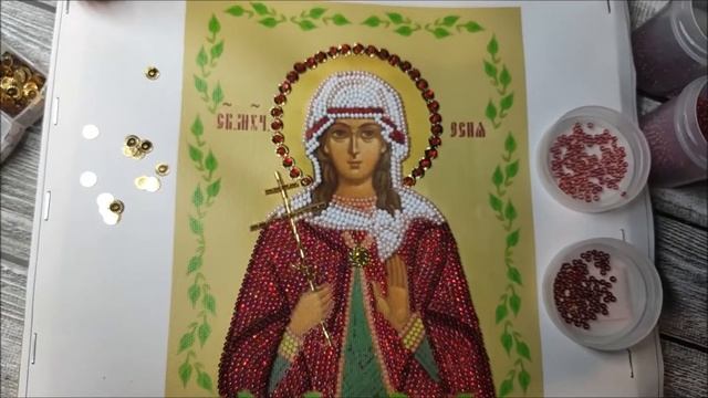 Вышивка бисером. процесс отшива именной иконы Св. Есия смотреть онлайн