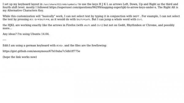 Ubuntu: Custom Keyboard Layout to use H J K L as ARROWS not working properly