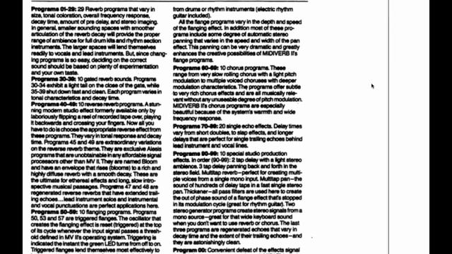 Alesis Midiverb 2 (Instruction Manual + Presets)