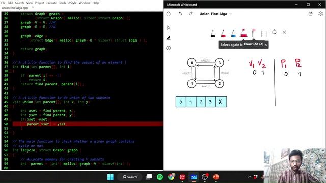 Detect A Cycle In A Graph Using Union-Find Algorithm | DSA | C Language | смотреть онлайн