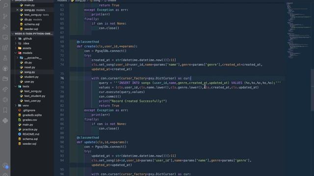 MUSIC APP - CREATE SONG RECORD IN POSTGRESQL TABLE USING PYTHON AND PSYCOPG2 смотреть онлайн