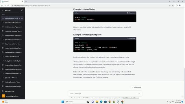 Python index item printing correctly but doing it the same number of characters in item