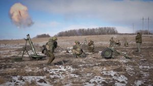 Боевая работа расчетов 120 мм минометов