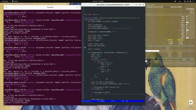 Comparing C and Python string distance algorithm implementation (based on Levenshtein). смотреть онлайн