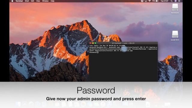 Create a Bootable Install usb Mac OS X El Capitan 10.11 (Terminal) смотреть онлайн