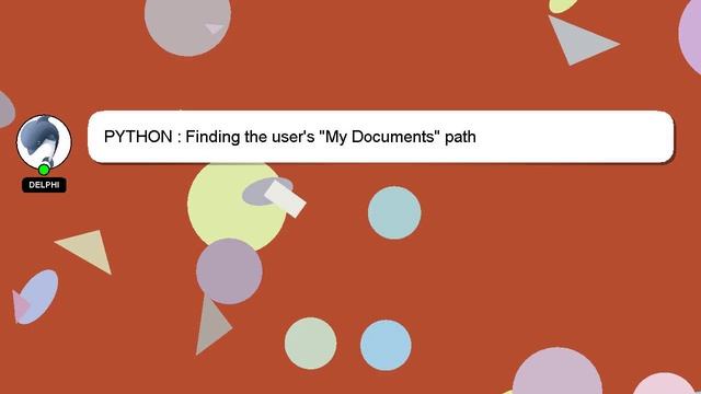 PYTHON : Finding the user's "My Documents" path смотреть онлайн