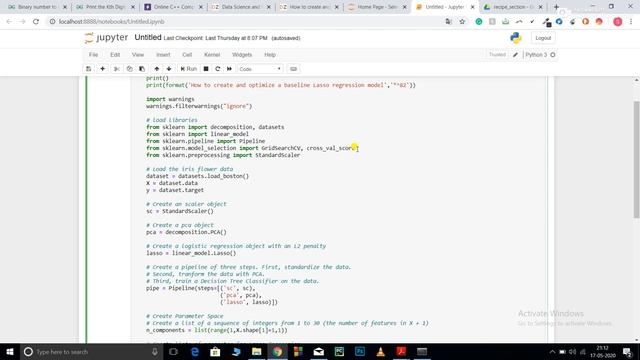 Creating & Optimizing a baseline Lasso Regression model смотреть онлайн