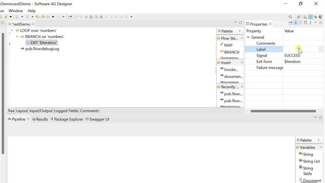 Exit Flow Step | Exit from $iteration | Software AG webMethods смотреть онлайн