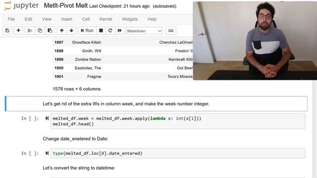 Pandas Melt function with billboard dataset example смотреть онлайн