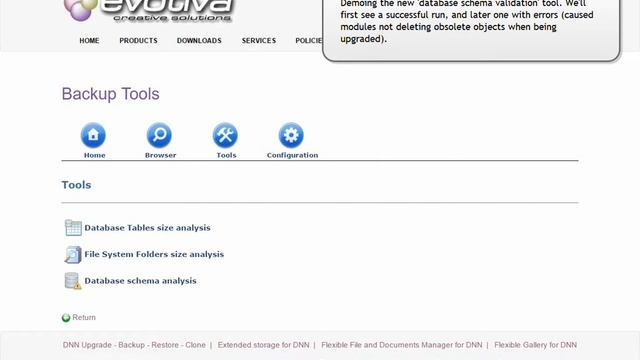DNNBackup: Database Schema Validation demo смотреть онлайн