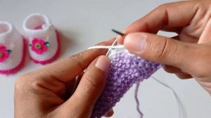 Пинетки туфельки спицами для принцессы. подошва 10-11см. МК для начинающих часть1