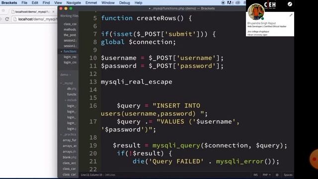 SQL injection how to prevent in php ? Ethical hacking &cyber security by - Bhupendra Singh смотреть онлайн