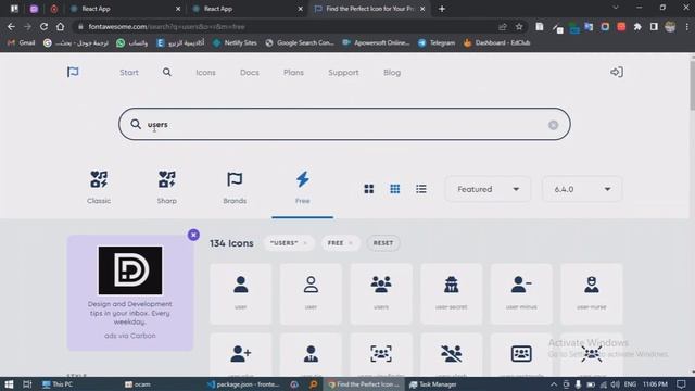 139 - المشروع الرابع : اضافة فونت اوسوم الى مشروع رياكت | React Add Font Awesome смотреть онлайн