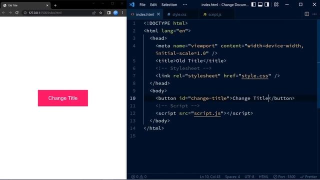 Change Document Title On Button Click With Javascript смотреть онлайн
