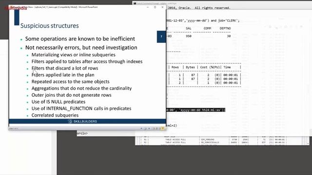 Common Oracle SQL Tuning Examples - Lesson 11: Suspicious Structures смотреть онлайн